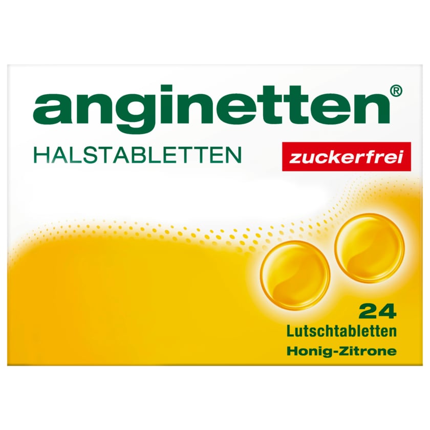 Anginetten Halstabletten Honig-Zitrone zuckerfrei 24 Lutschtabletten